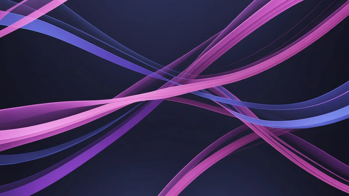 Abstract technical visualization of flowing data paths and nodes on deep blue-violet background